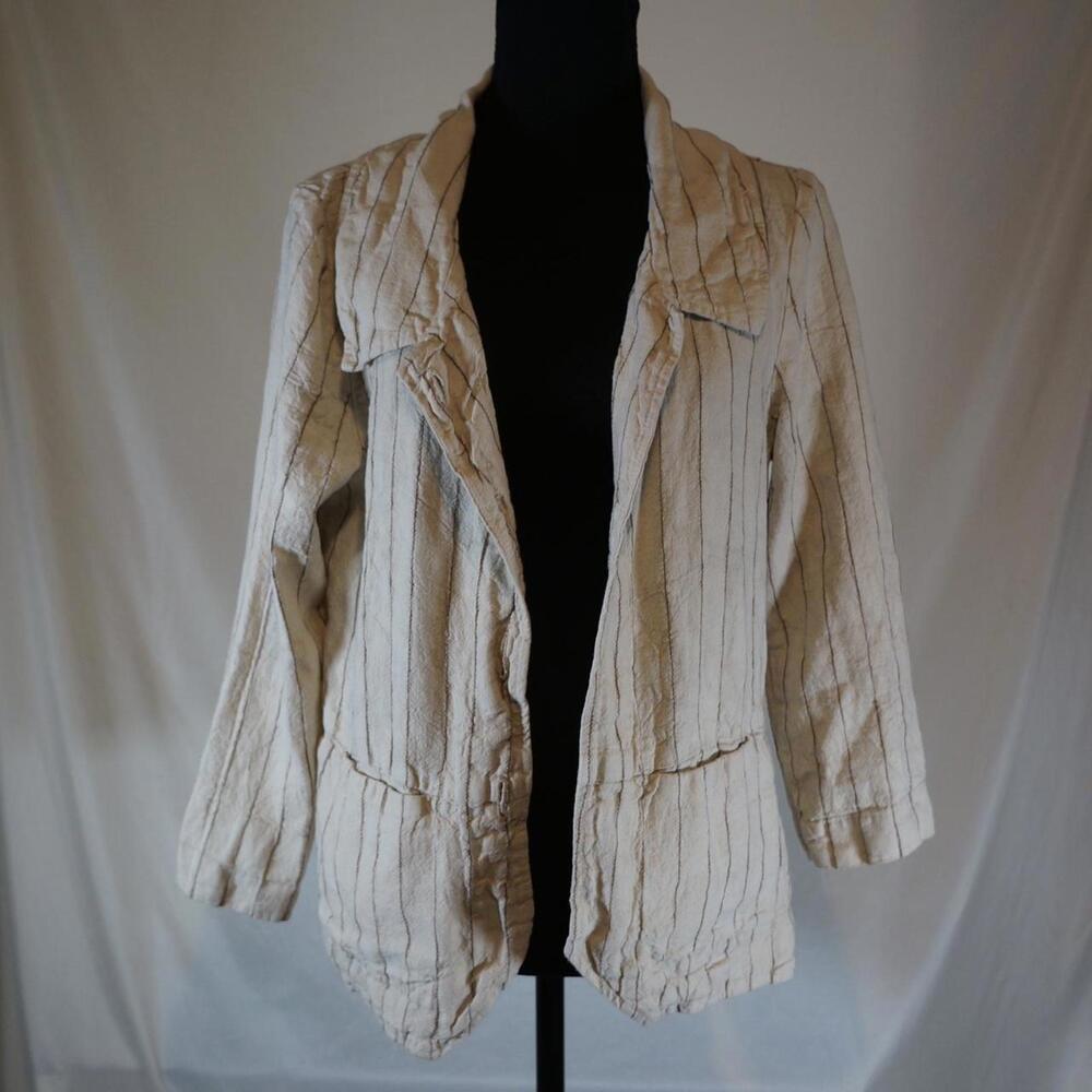 Medium Willow Tan and Brown Striped Linen Blazer